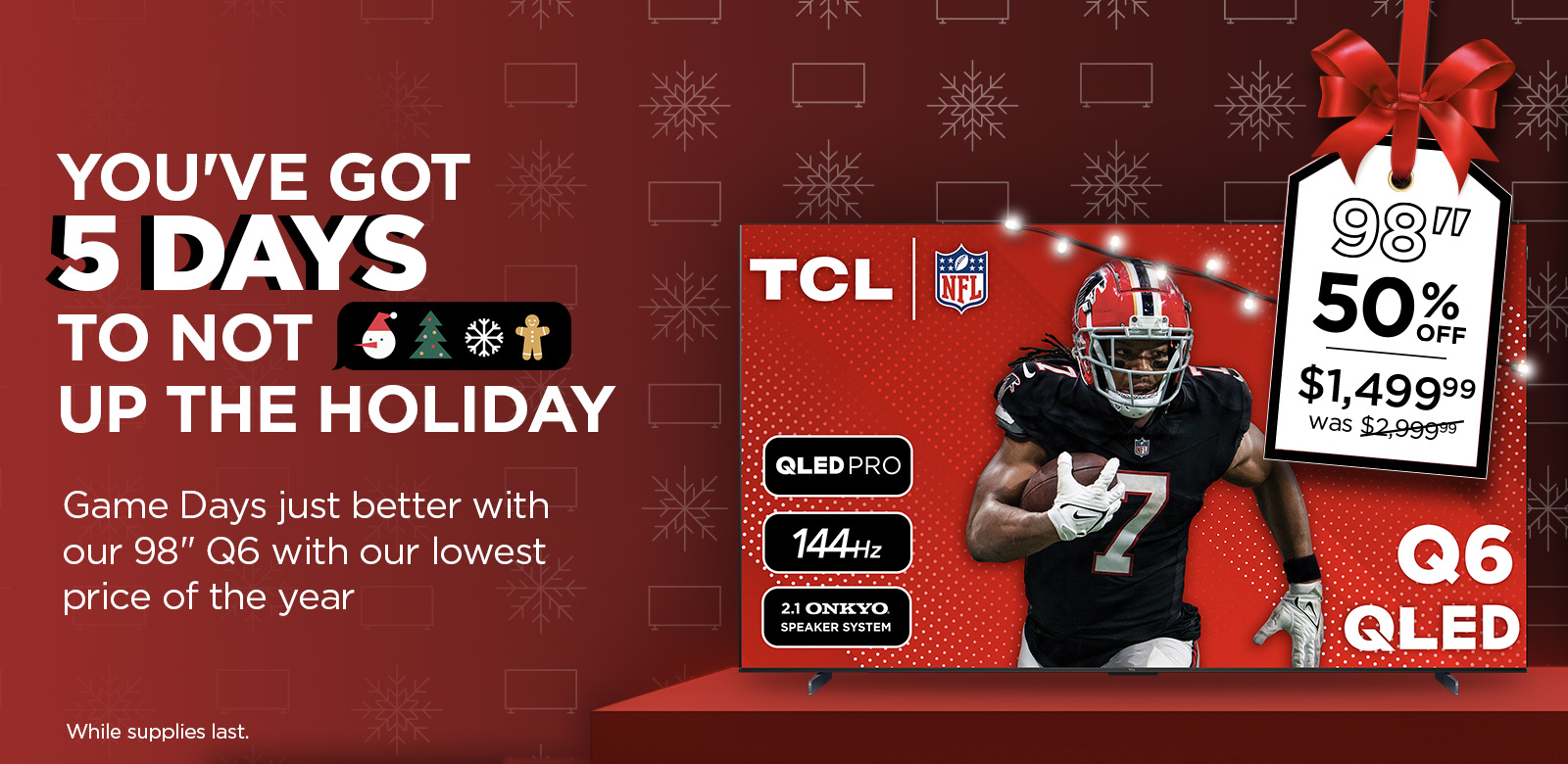 tcl products displayed in a holiday setting