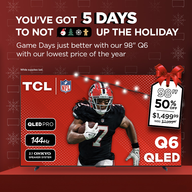 tcl products displayed in a holiday setting