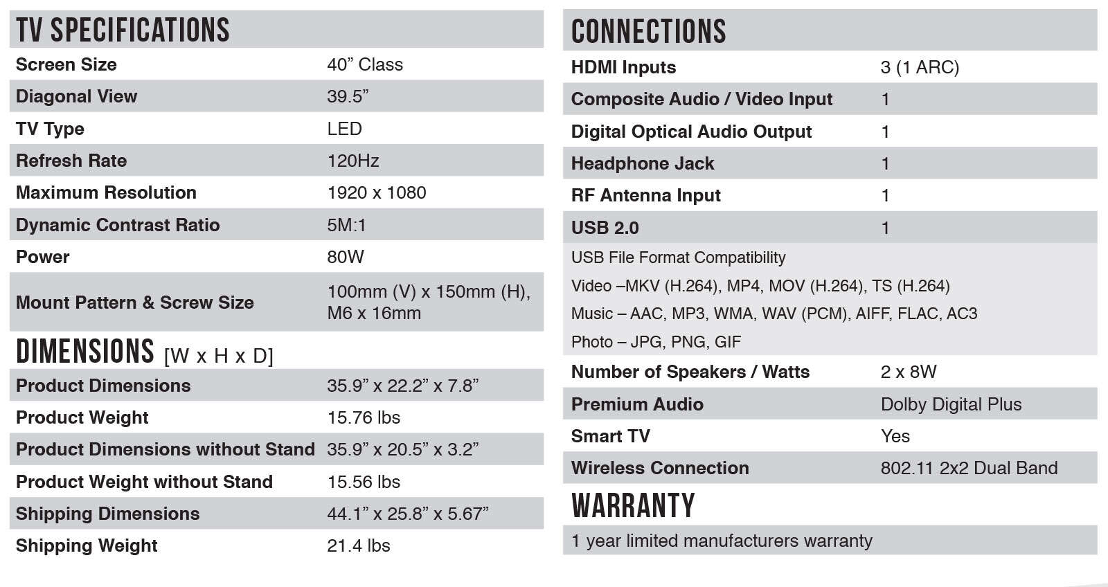 TCL 40” Class S-Series LED HDTV - 40FS3800 