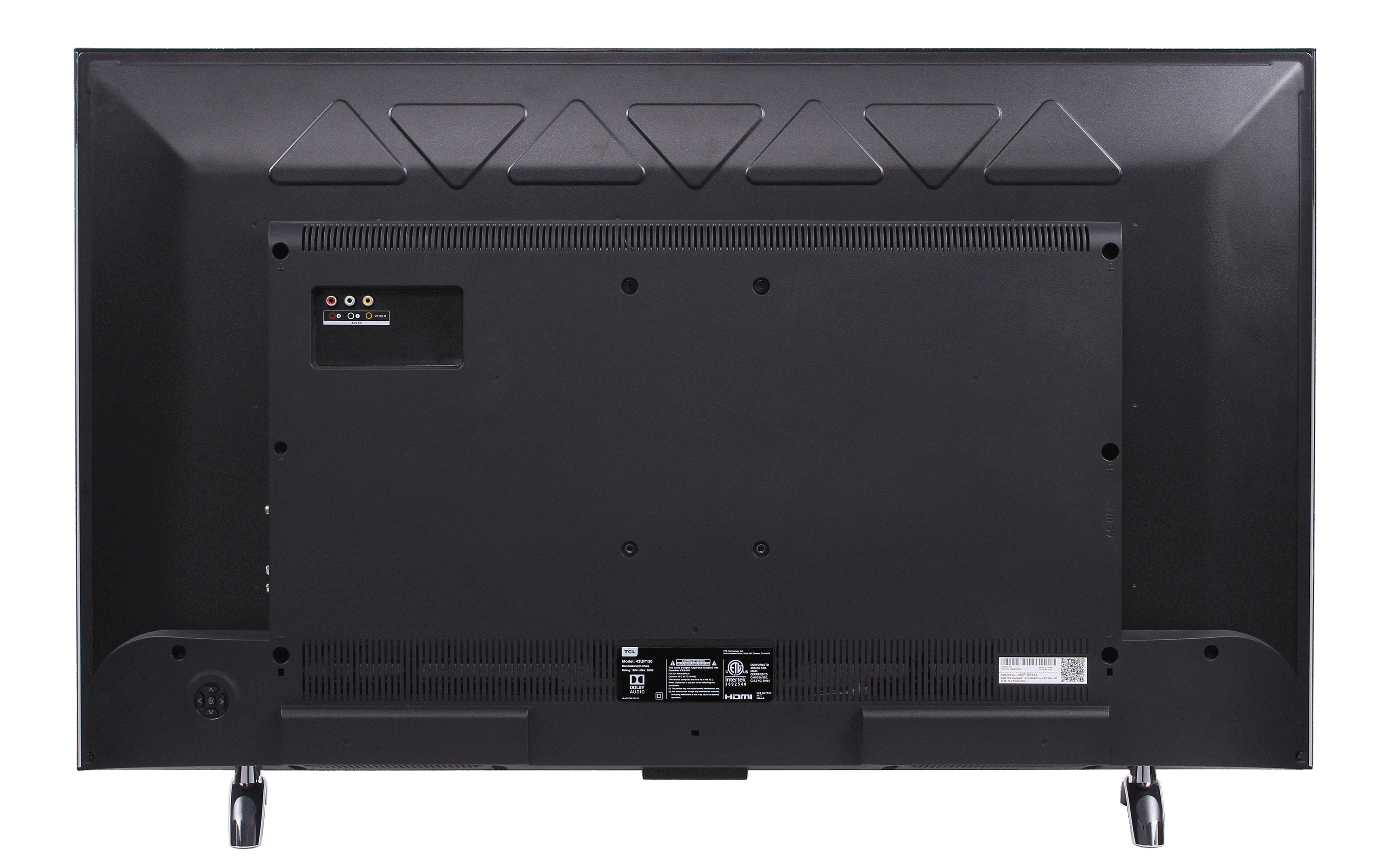 TCL 43” UP120 4K UHD LED Roku Smart TV - Back View