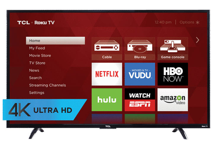TCL 50” UP120 4K UHD LED Roku Smart TV - Front View