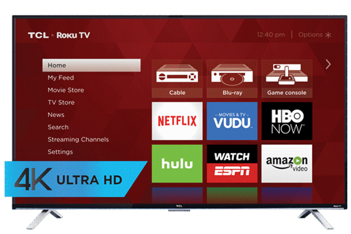 TCL 55” US5800 4K UHD LED Roku Smart TV - Front View