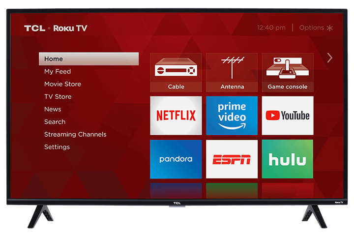 TCL 40” Class 3-Series FHD LED Roku Smart TV - Front View