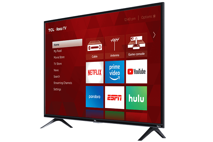 TCL 40” Class 3-Series FHD LED Roku Smart TV - Angle View