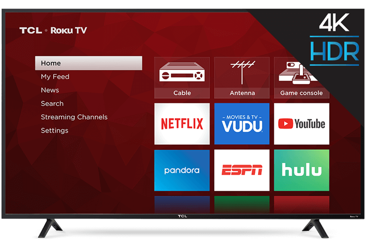 TCL 55” Class S-Series 4K UHD HDR Roku Smart TV 55S401- Front View