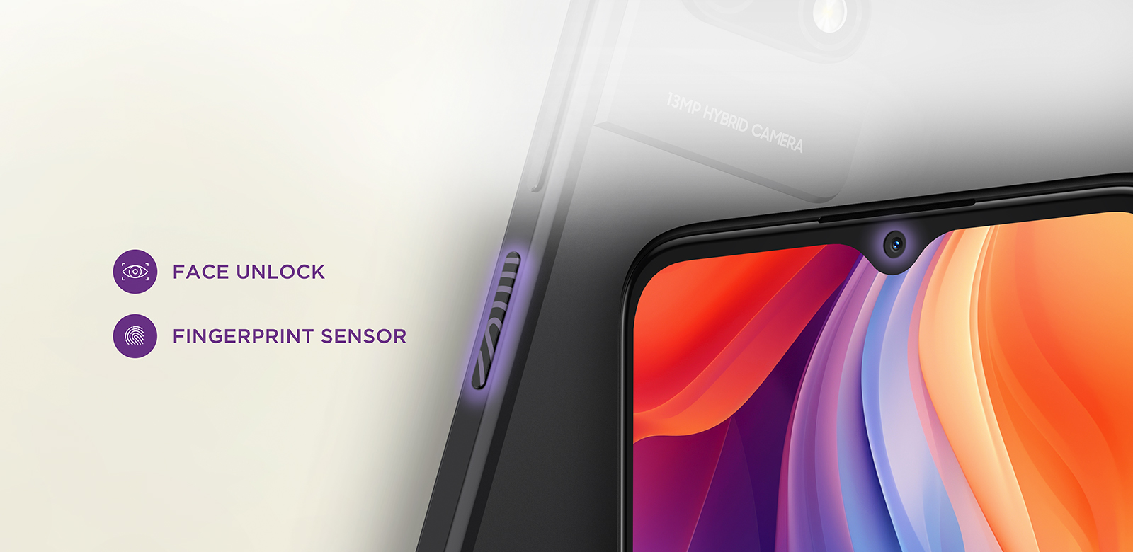 image displaying face unlock and fingerprint sensor features