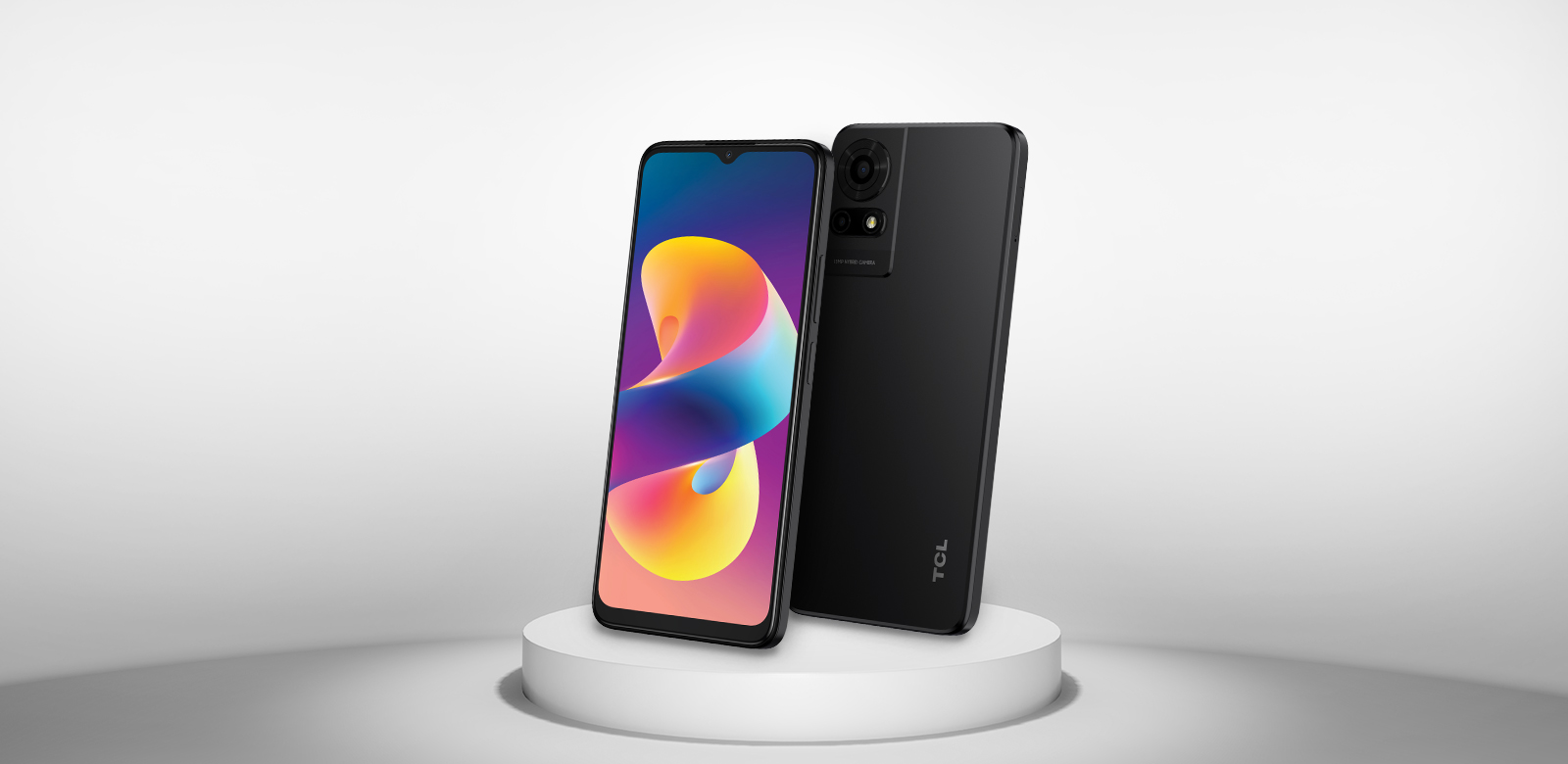 Phone displayed on small pedestal