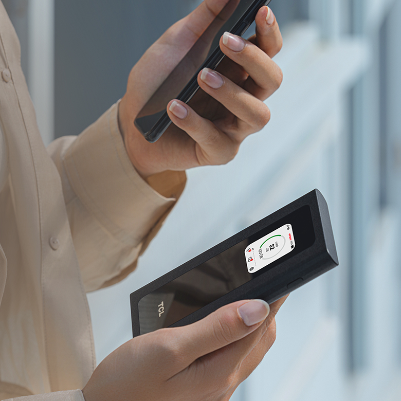 woman holding hotspot connected to 5g internet