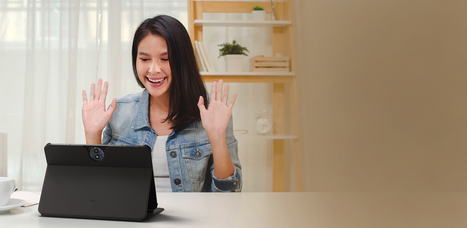 woman using front camera for a video call