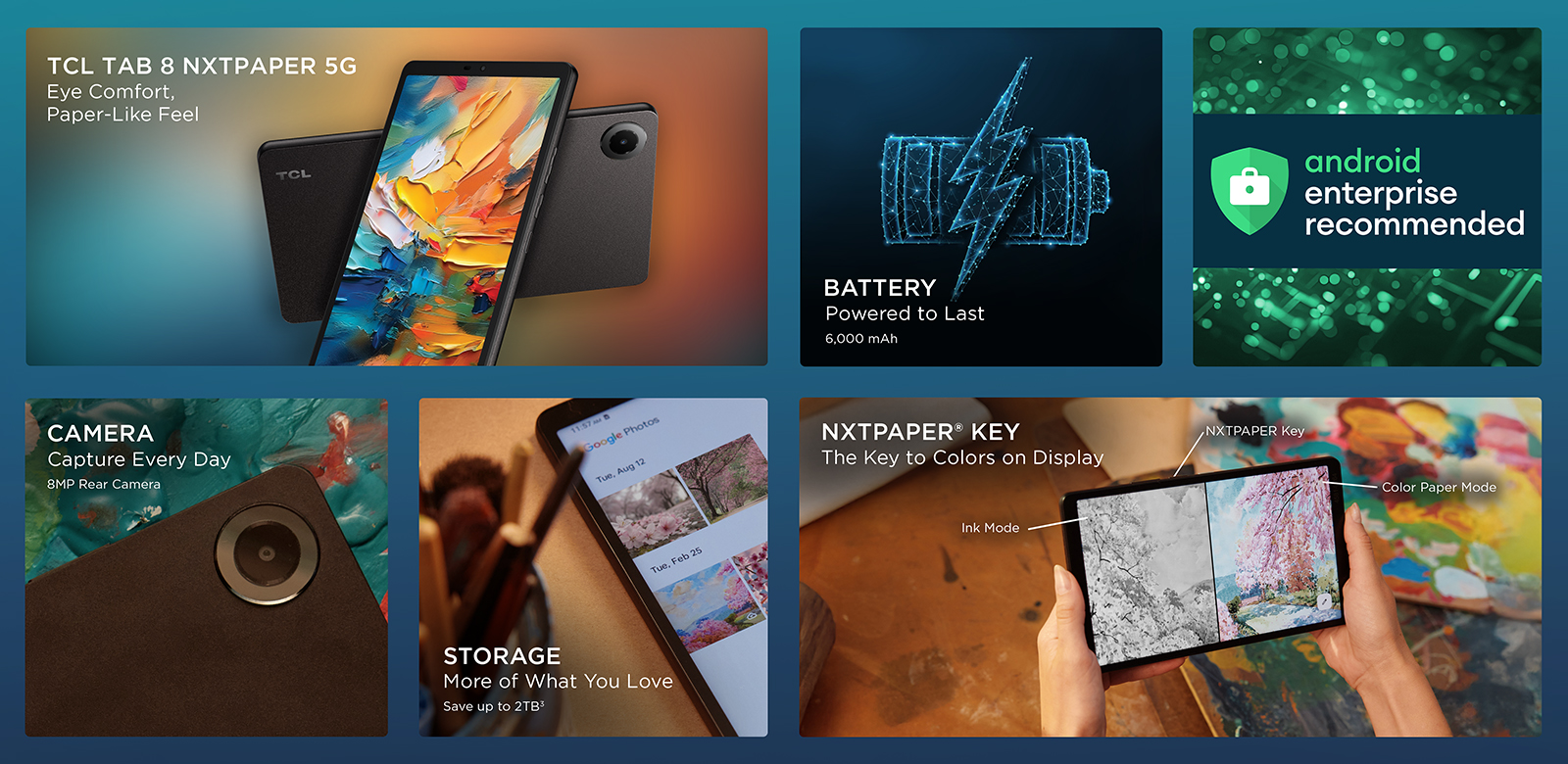 collage of tablet key features
