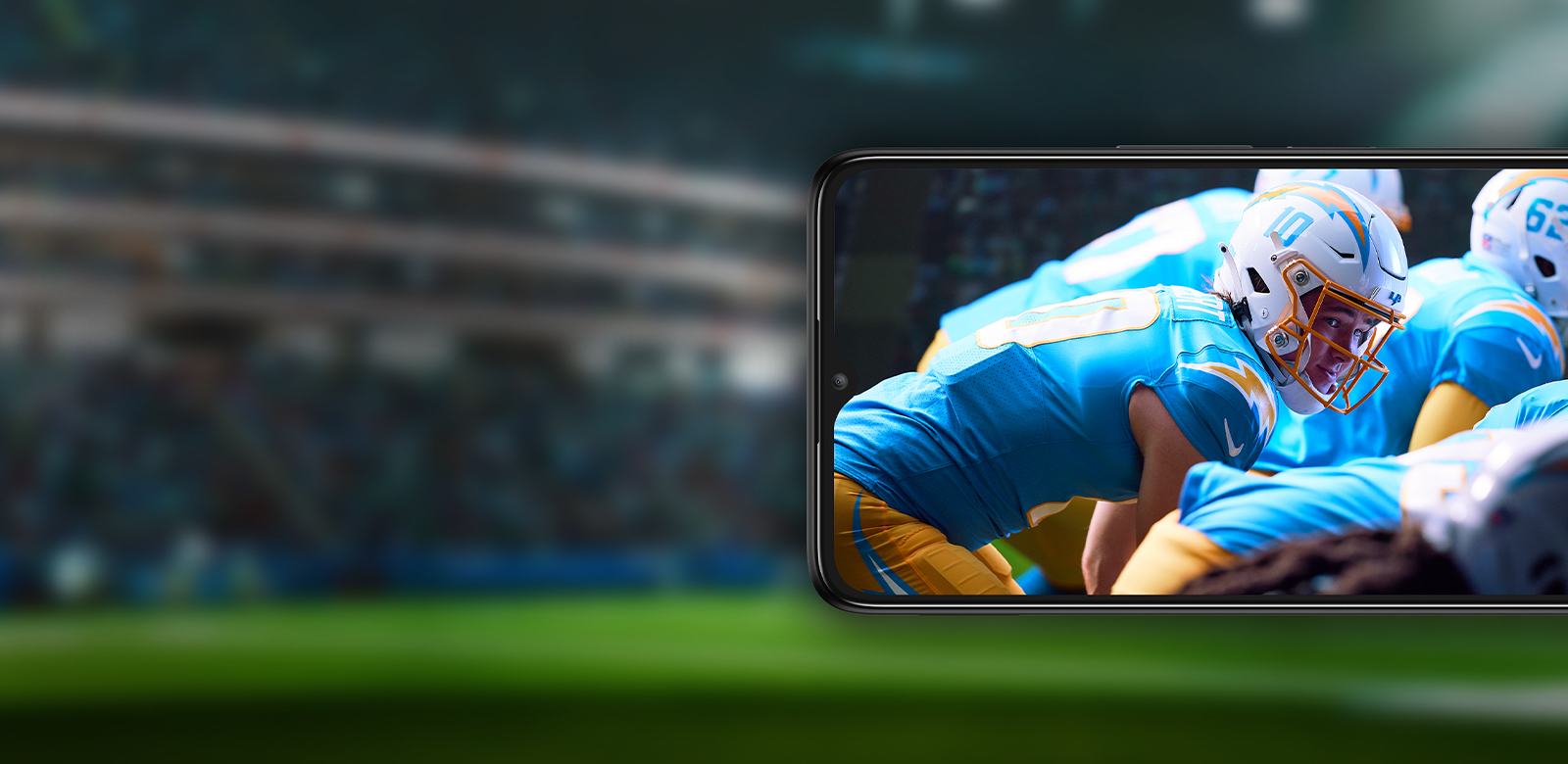 phone displaying football huddle