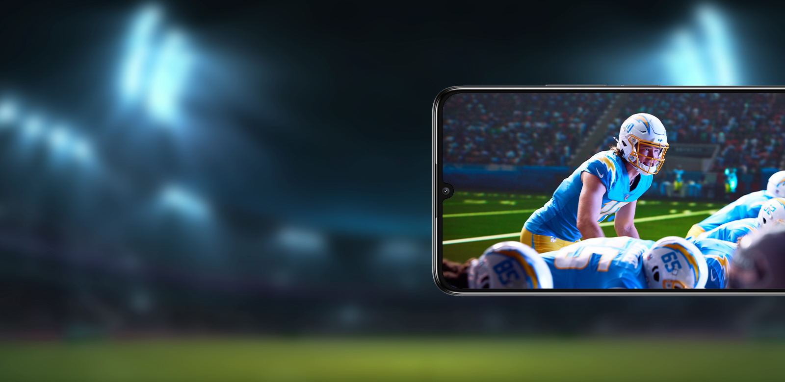 phone featuring football game