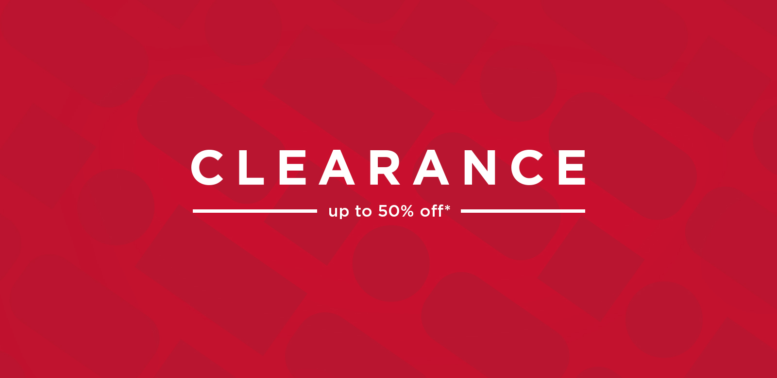 Clearance, up to 50% off.