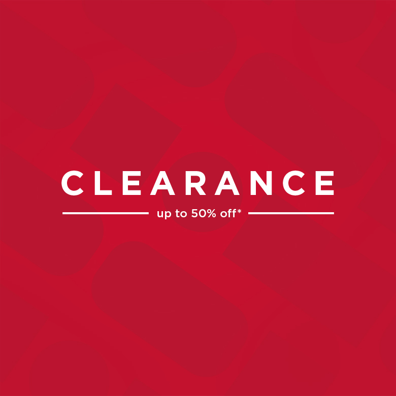 Clearance, up to 50% off.